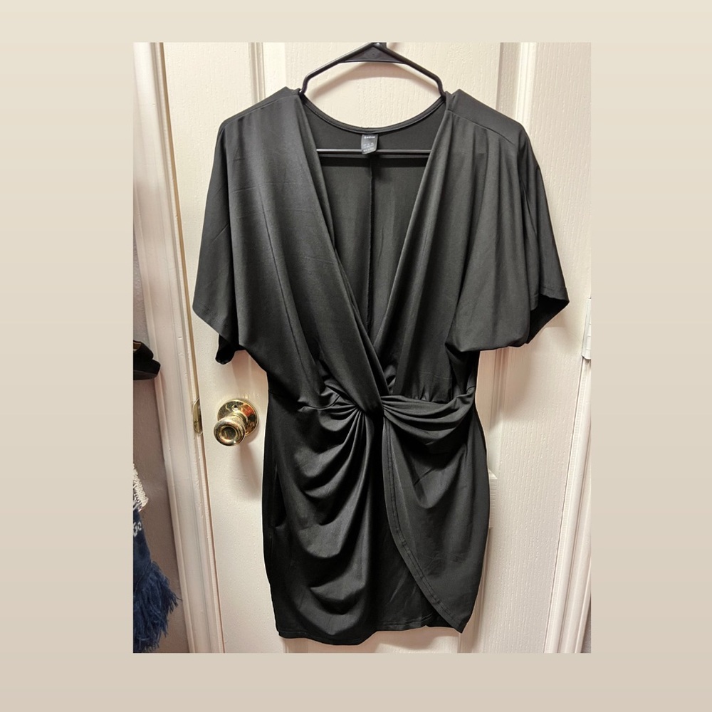 Black deep V dress